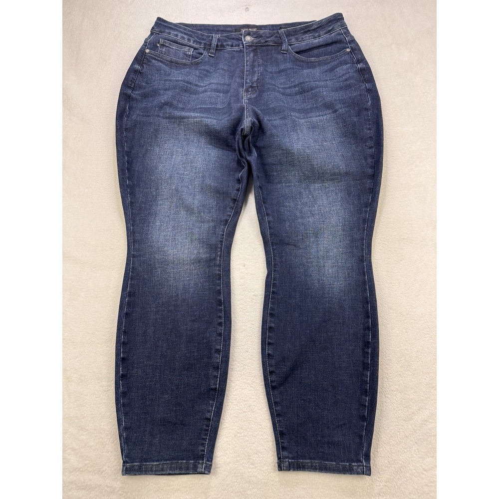 Judy Blue Jeans Women 18W Blue Skinny High Distress Whisker Denim JB88326